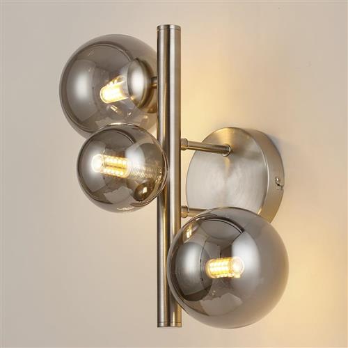 Denton Satin Nickel And Smoke Plated Wall Light LT31885