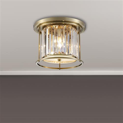 Mckinney Antique Brass And Clear Small Flush Ceiling Fitting LT31958