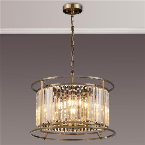 Mckinney Antique Brass And Clear Medium Ceiling Pendant LT31954