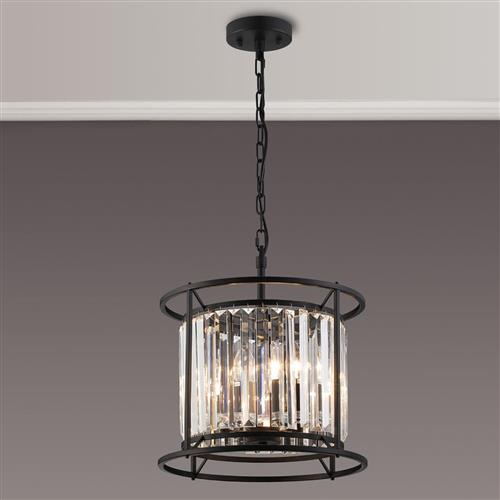 Mckinney Satin Black And Clear 3 Light Ceiling Pendant LT31931