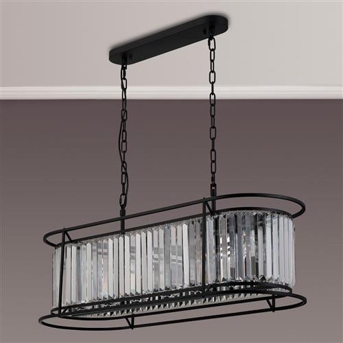 Mckinney Satin Black And Clear 7 Light Pendant LT31935