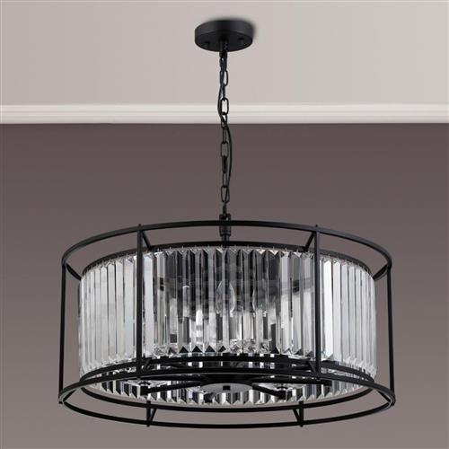 Mckinney Satin Black And Clear 8 Light Pendant LT31933