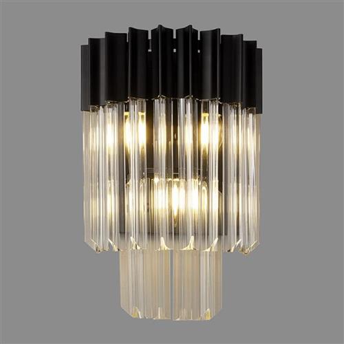 Moreno Matt Black And Clear 3 Light Wall Fitting LT31783