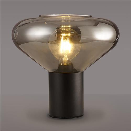 Naperville Wide Smoke Plated Glass Satin Black Table Lamp LT32921