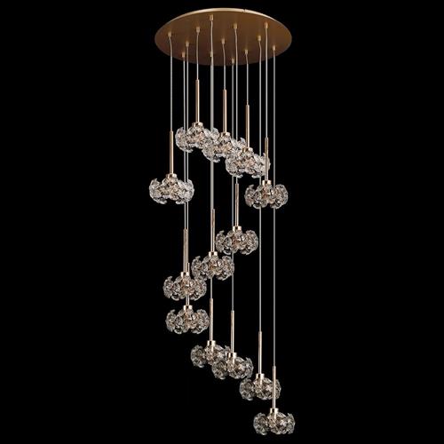 Ohio French Gold And Crystal 13 Light Ceiling Cluster Pendant LT32896