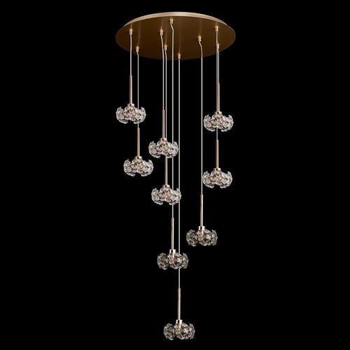 Ohio French Gold And Crystal 9 Light Ceiling Cluster Pendant LT32967