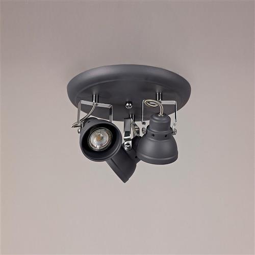 Peoria 3 Light Matt Grey & Chrome Ceiling Spot LT31033