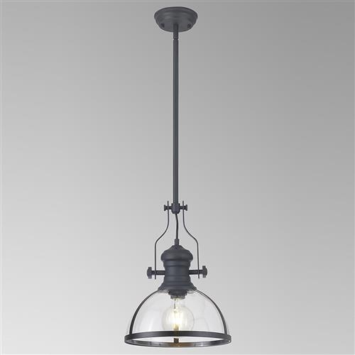 Rancho Graphite And Clear Glass Ceiling Pendant LT30228