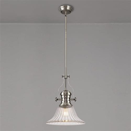 Rancho Satin Nickel And Clear Glass Ceiling Pendant LT32958