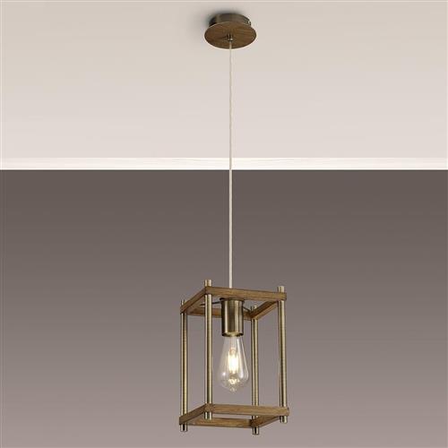 Winston Medium Oak And Antique Brass Pendant LT32003