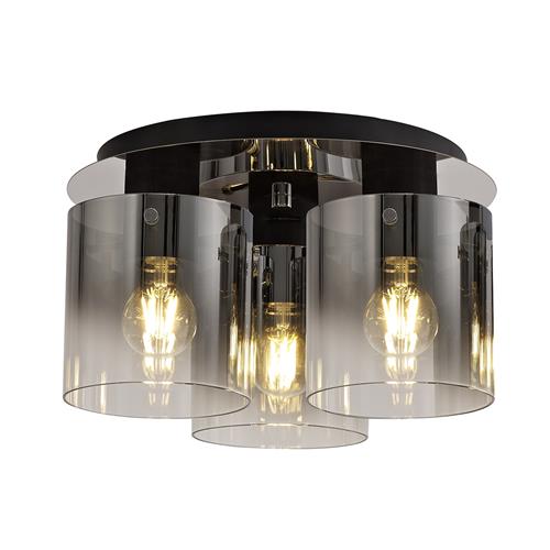Tennessee Triple Semi-Flush Smoked Glass Ceiling Light LT30455