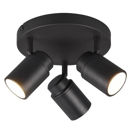 Angelo IP44 Matt Black Bathroom Three Light Ceiling Spot 880430332