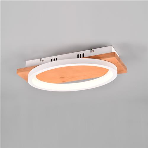 Barca Wood And Matt White LED Flush Ceiling Or Wall Fitting 241110131