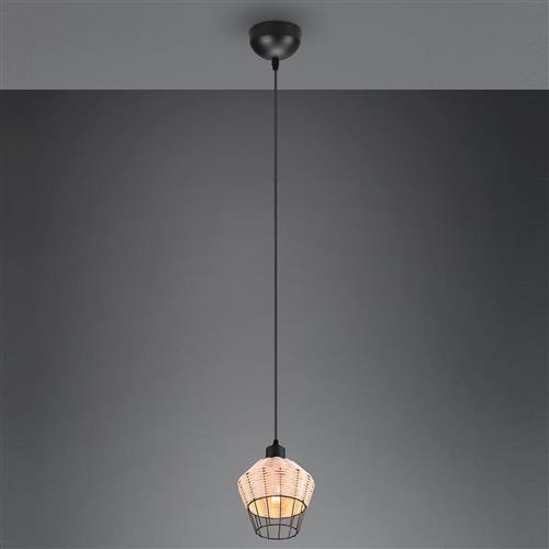 Borka Small Natural Rattan And Black Ceiling Pendant R31261036