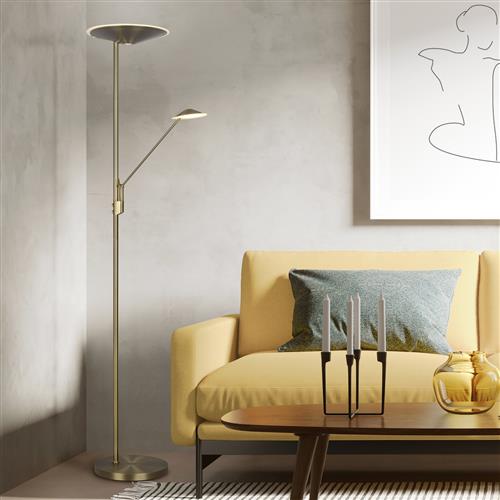 Brantford LED Old Brass Dimmable Dual Floor Lamp 425610204