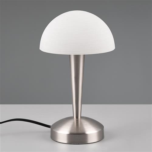 Canaria Matt Nickel And White Glass LED Touch Table Lamp R59561107