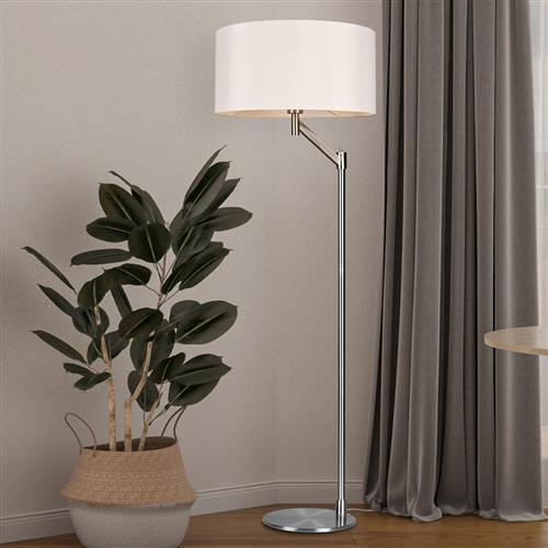 Cassio Matt Nickel And White Shade Floor Lamp 414400107