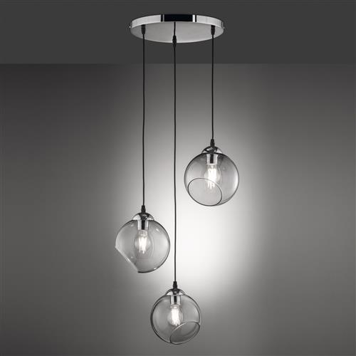 Clooney Chrome And Glass 3 Light Ceiling Cluster Pendant R30073054