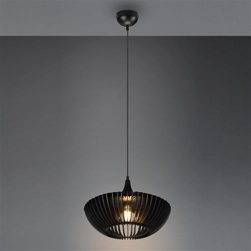 Colino Matt Black Wooden Single Pendant Ceiling Fitting 315900132