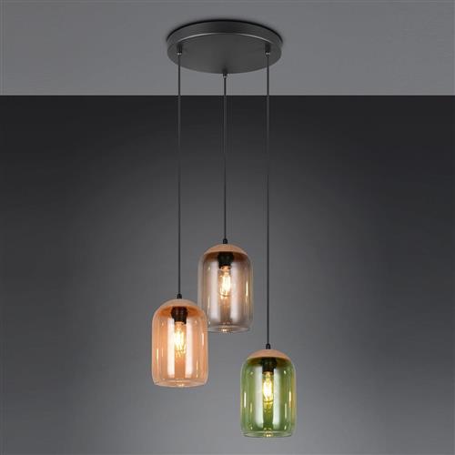 Cork Three Light Multicoloured Cluster Ceiling Pendant 364630317