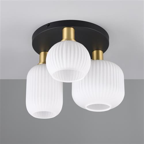 Diva Matt Brass And White Semi-Flush Ceiling Fitting 619800308