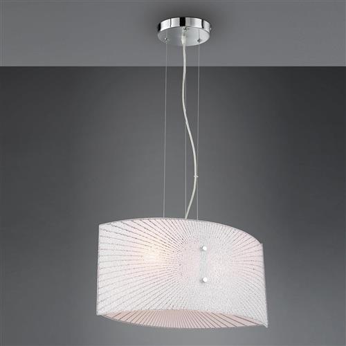 Elisa Double White Frosted Curved Patterened Glass Pendant 312200200