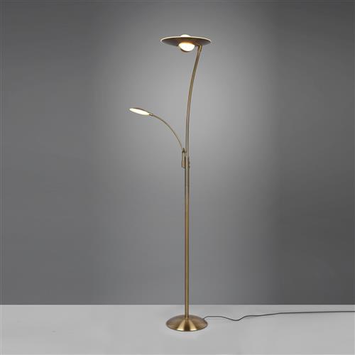 Granby LED Old Brass Curved Dimmable Floor Lamp 424310204