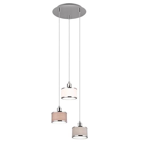 Kaprun Chrome And Grey Three Light Ceiling Pendant 311630306