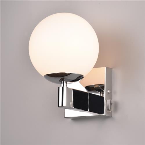 Kula IP44 Chrome And Opal Glass Bathroom Wall Light 284270106