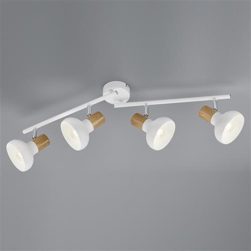 Latika White And Wood Effect Ceiling Four Light Ceiling Spot R81524031