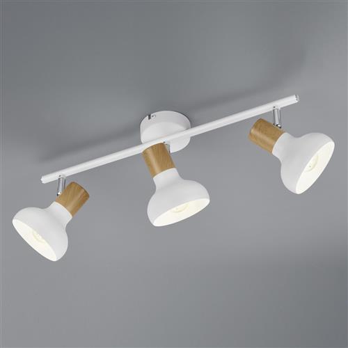 Latika White And Wood Effect Ceiling Triple Spotlight R81523031
