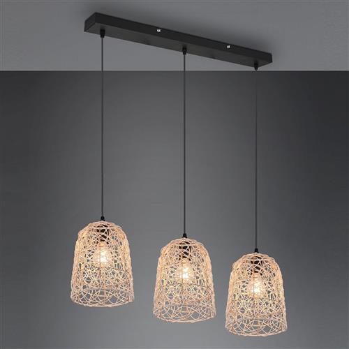 Lovis Natural Rattan Meshwork Three Bar Pendant R31143036