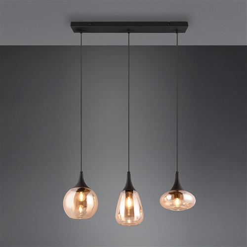 Lumina Black And Amber Three Light Bar Pendant 317000313