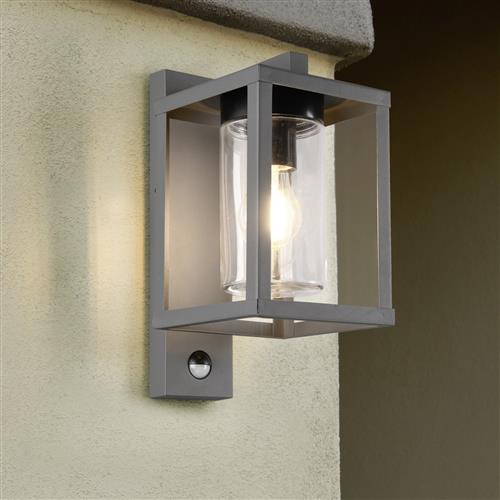 Lunga IP44 Rated PIR Anthracite Outdoor Wall Light 212069142