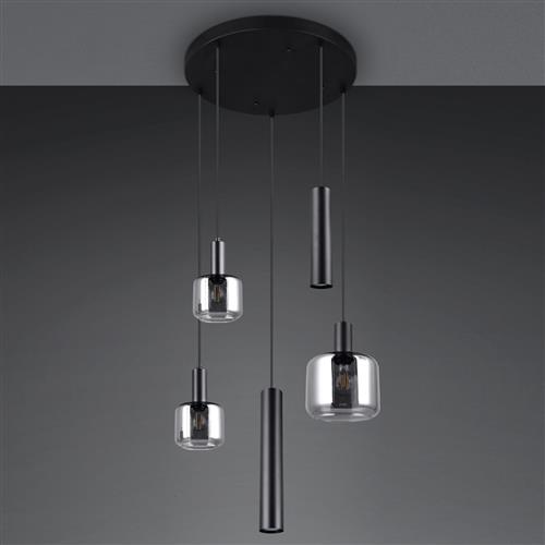 Mataro Black Five Light Ceiling Pendant 364130532