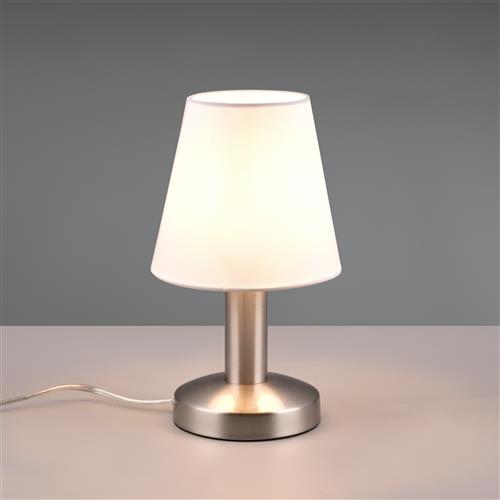 Mats 2 Matt Nickel And White Shade Touch Table Lamp 599700101