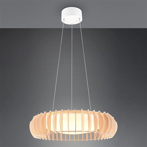 Monte LED Wood Effect And White finished Ceiling Pendant R32171930