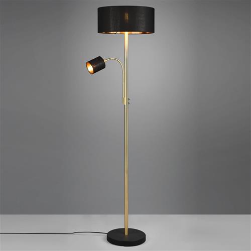 Motel Dual Matt Brass And Black Shade Reading Floor Lamp 416900208