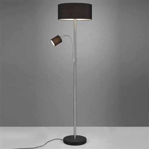 Motel Dual Matt Nickel And Black Shade Reading Floor Lamp 416900207