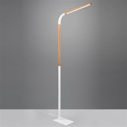 Norris White And Wood LED Floor Lamp 445210131