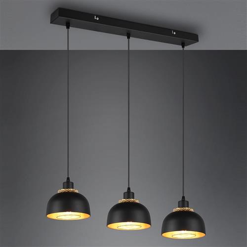 Punch Black And Gold Three Bar Pendant Light R30813032