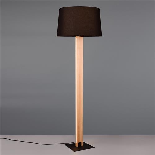 Rahul LED Natural Wood And Black Floor Lamp 447610232