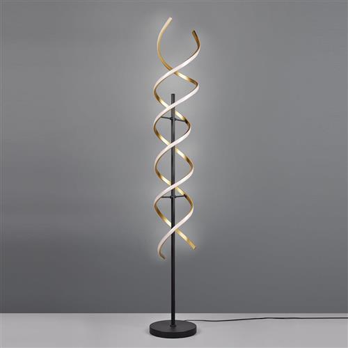 Sequence LED Matt Black And Satin Brass Floor Lamp 441810208