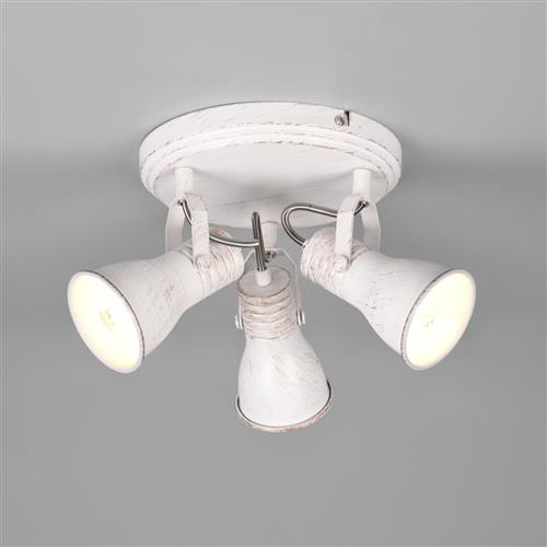 Steam 3 Light Antique White Round Adjustable Spotlight 813430327