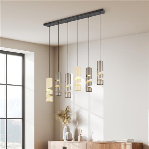 Stream Multicoloured Six Light Ceiling Pendant 364000617