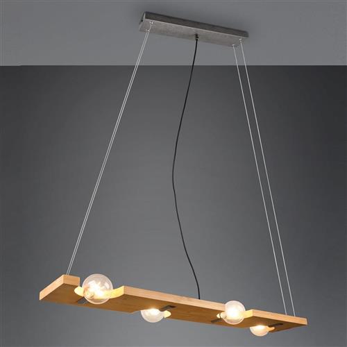 Tailor 4 Light Natural Wood And Antique Nickel Pendant Fitting 314300430