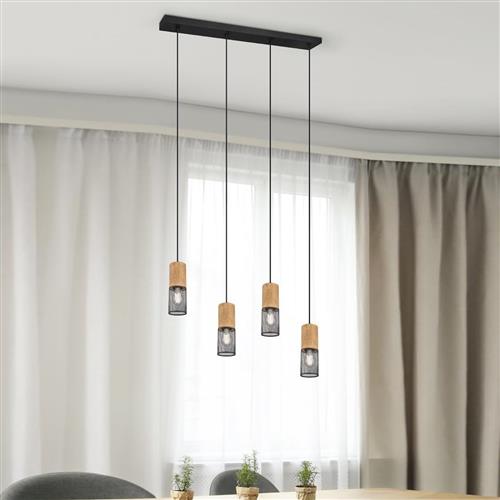 Tosh Natural Wood & Black 4 Bar Pendant 304300432