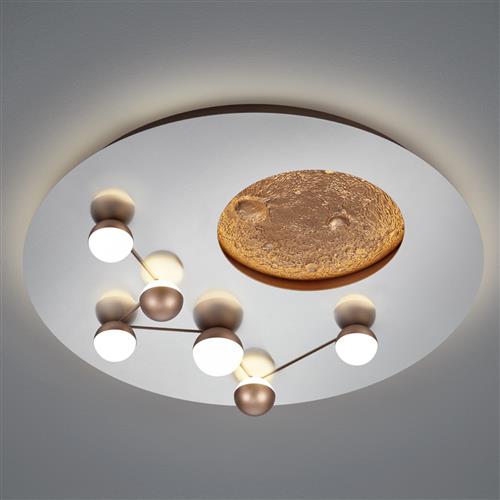 Zodiac Round LED Matt Nickel Moon Effect Flush Fitting 644810107