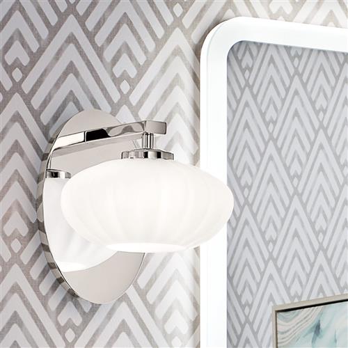 Polished Chrome And White IP44 Rated Bathroom Wall Light QN-PIM1-PC