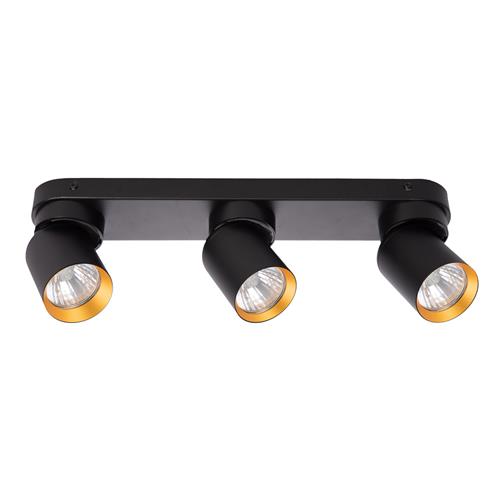 Andy Black And Gold Triple Bar Light Ceiling Spot ML9937